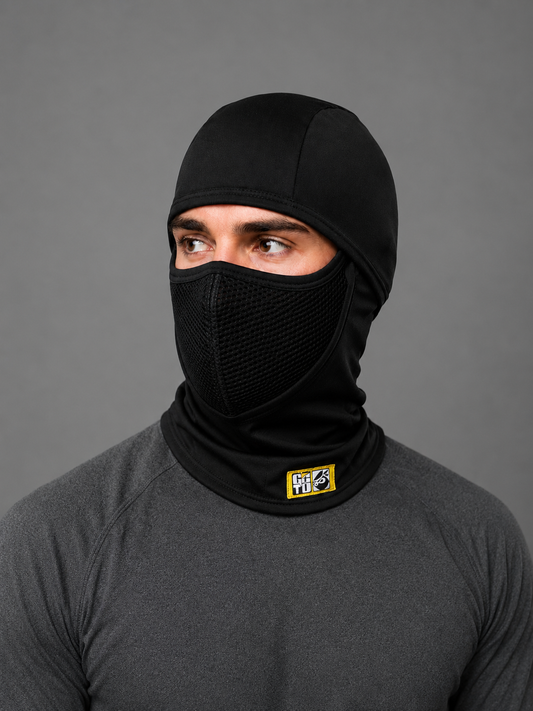 Balaclava Descapotable Negro - modo pasamontañas completo