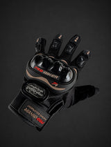 Guantes de protección VillaplusMotos Pro-Biker negros con nudillos rígidos, malla transpirable y cierre de velcro.